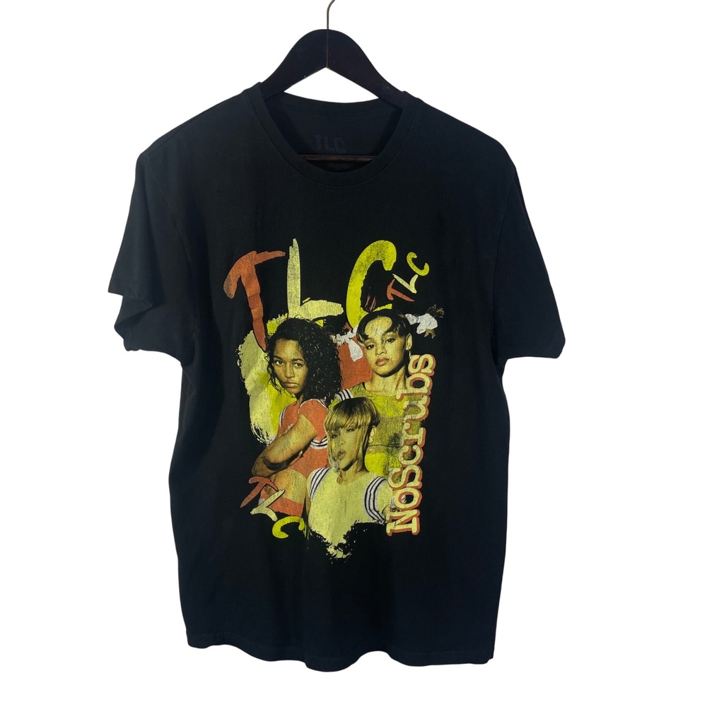 TLC "No Scrubs" Graphic Band‎ T-Shirt Black Vtg Style Print Unisex Tee Large